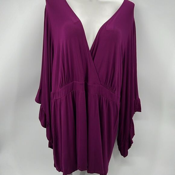 Torrid 6X super soft ruffled sleeve magenta blouse - Picture 2 of 5